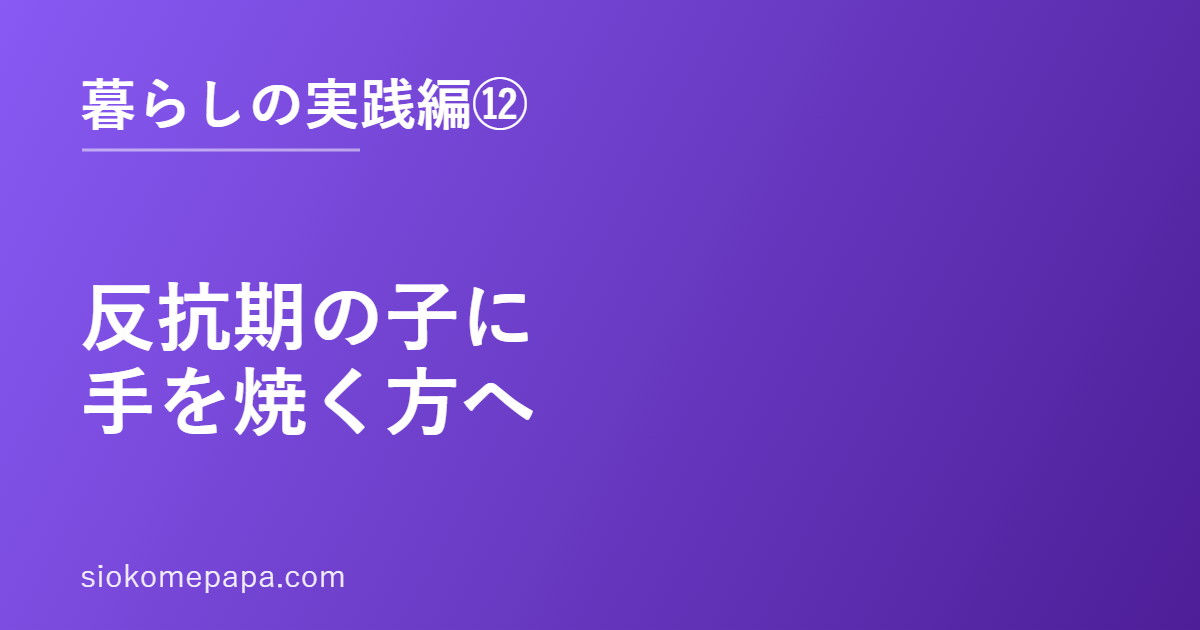 反抗期の子に手を焼く方へ
