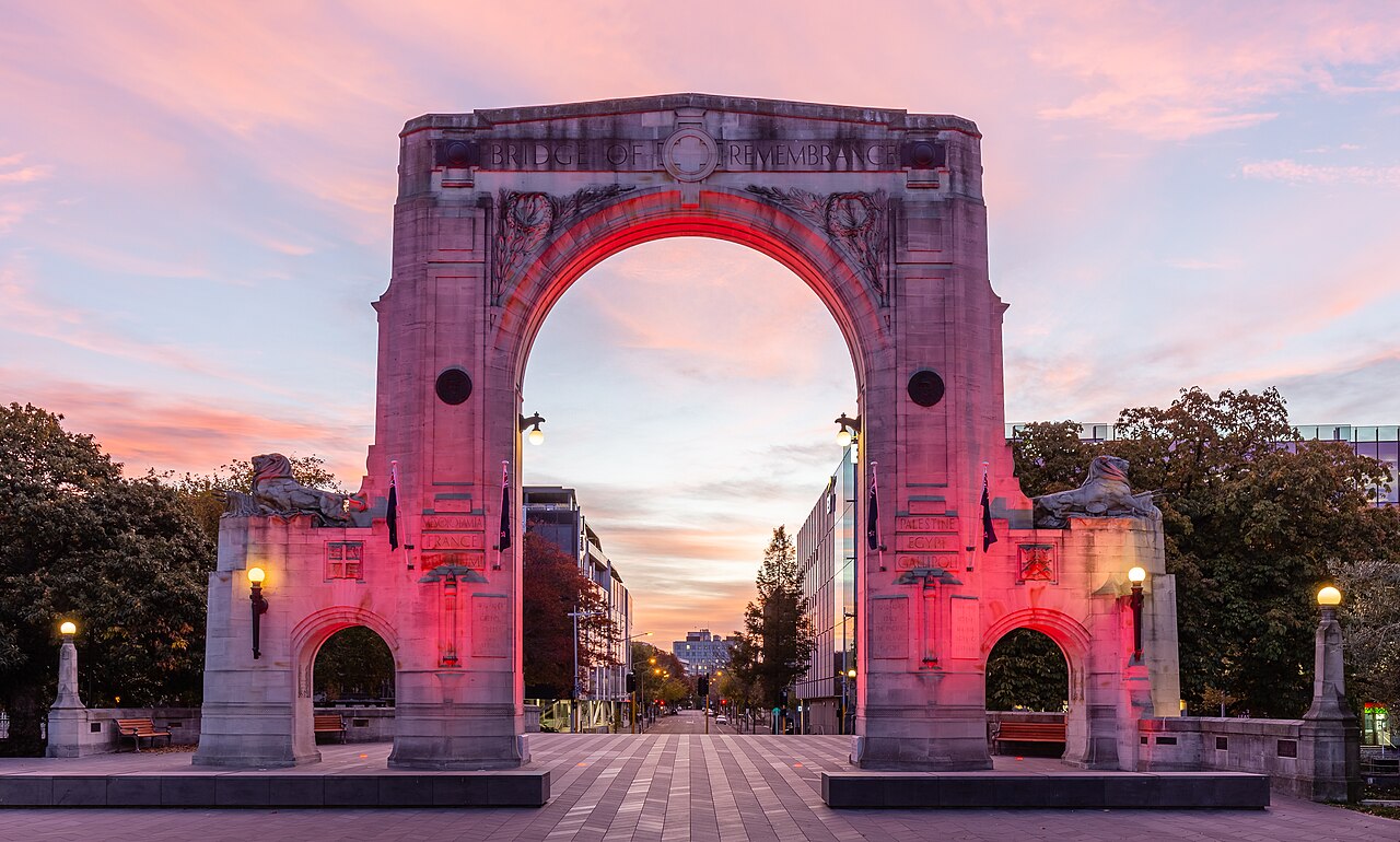 Bridge of Remembrance during the sunset, Christchu